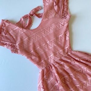 SMALL Pink Lace Tie Backless Dress
